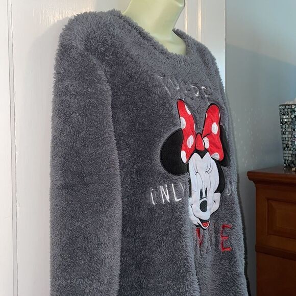 Disney “There’s Only One Minnie” gray fake fur sweatshirt - Picture 6 of 8